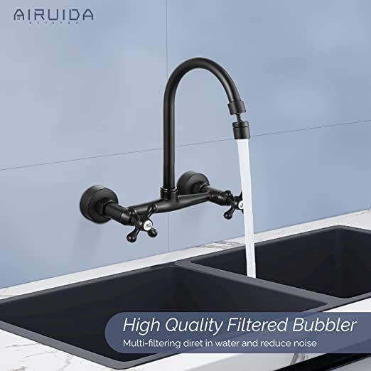 the high quality filtered bubbleer faucet is shown in black