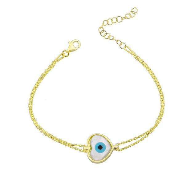 RAGEN Jewels | Pearl of My Eye Bracelet Ragen Jewels, Spiritual Symbols, Double Chain, Eye Bracelet, The Pearl, Metal Bracelets, Gold Plated Sterling Silver, Heart Charm, Heart Shapes