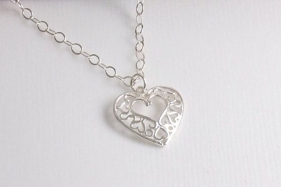 White Heart Necklace For Wedding On Valentine's Day, Heart Charm Necklace For Gifts, Charming Silver Necklace For Wedding, Dainty Personalized Heart Necklace For Wedding, Delicate Heart Necklace For Mother's Day, Personalized Dainty Heart Necklace For Wedding, Handmade Heart Necklace For Wedding, Cute Heart Necklace For Anniversary, Personalized Heart Necklace For Wedding On Mother's Day