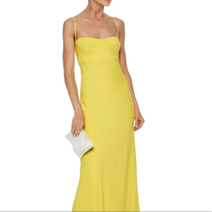 Brand New Michelle Mason Fluted Crepe Gown. Sold Out Everywhere. This Is The Midi Version, Super Cute And Perfect For Any Event Yellow Dresses With Fitted Bodice For Gala, Yellow Dress With Fitted Bodice For Gala, Yellow Summer Gala Gown, Chic Yellow Maxi Dress For Wedding, Summer Gala Yellow Gown, Yellow Maxi Evening Dress For Summer, Yellow Sleeveless Gown With Fitted Bodice, Yellow Formal Maxi Dress For Summer, Yellow Silk Floor-length Evening Dress