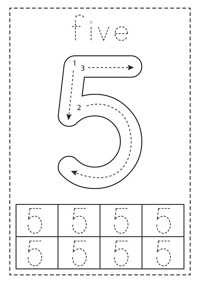 the number five worksheet for children to practice counting and writing numbers, including 5