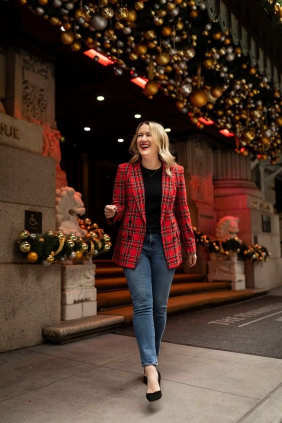 Christmas Blazer, Holiday Outfit Inspiration, Trendy Christmas Outfits, Holiday Outfits Christmas, Xmas Outfits, Cute Christmas Outfits, Blazer Outfits For Women, Christmas Look, Christmas Outfits Women