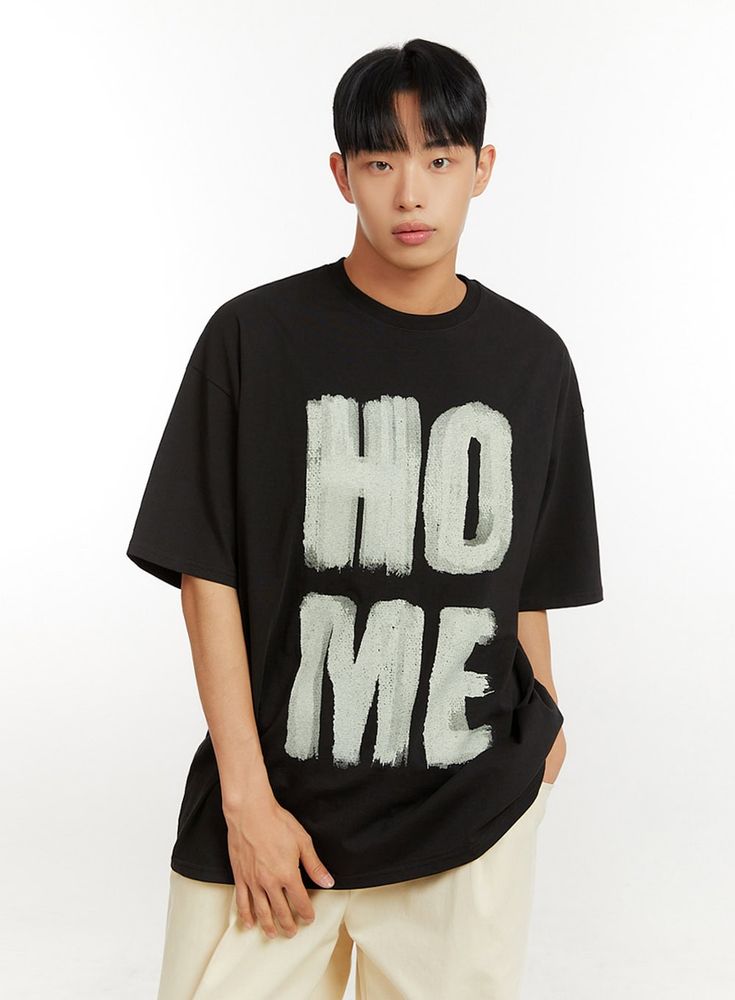 Product Detail Style : Street Occasion : Back to school Type : Men, TShirts Print : Lettering Material : Cotton Sleeve : Short sleeve Neck : Round neck Fit : Oversize fit Cotton100 Color : Black, White Made in Korea Model Size Model is wearing size M/L and the color Black. Height : 5'9" | 176cm / Top : M / Bottom : L (30 inch) .prddescription table, .prddescription td, .prddescription th { border : 1px solid black; border-collapse : collapse; padding: 10px; } Size(Inch) Size Shoulder Bust Sleeve Oversized Black T-shirt With Lettering, Oversized Screen Print T-shirt For College, Oversized Graphic Print T-shirt For College, Oversized Lettering T-shirt For Streetwear, Streetwear Relaxed Fit T-shirt With Lettering, Oversized Crew Neck T-shirt With Lettering, Urban Cotton T-shirt With Lettering, Urban T-shirt With Lettering In Relaxed Fit, Relaxed Fit Slogan T-shirt For College