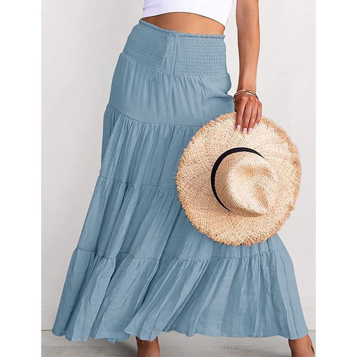 Light Blue Bohemia Pleated High Waist Maxi Skirt High Waist Maxi Skirt, High Waisted Maxi Skirt, Petticoat, Maxi Skirt, High Waist, Light Blue, High Waisted, Skirt, Blue