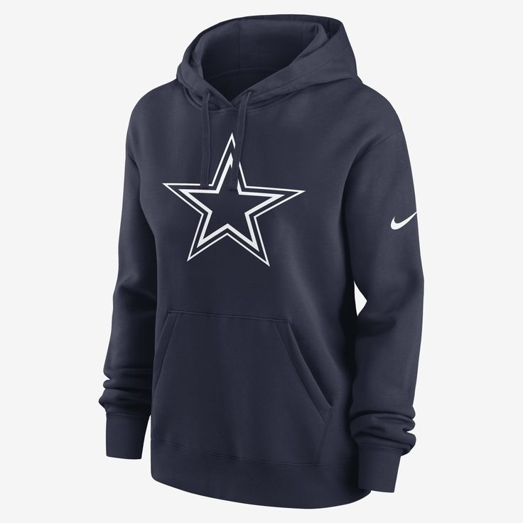 Perfect for late-night games, the Nike Logo Club (NFL Dallas Cowboys) Hoodie features a soft cotton-polyester blend and team graphics to help provide a bold, comfortable layer in cooler temperatures. Dallas Cowboys Hoodie, Football Clipart, Logo Club, Dallas Cowboys Women, Cowboys Logo, Dallas Cowboys Logo, Cowboys Men, Dallas Cowboys Fans, Nfl Dallas Cowboys