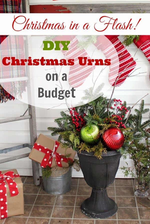 christmas in a flash diy christmas urn on a budget with presents and ornaments