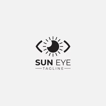 the sun eye logo is shown in black and white