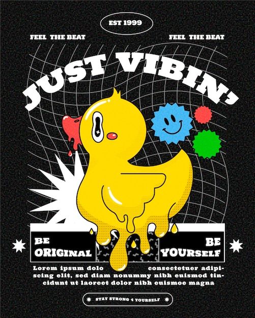 the poster for just vibin's album, featuring an image of a yellow bird with