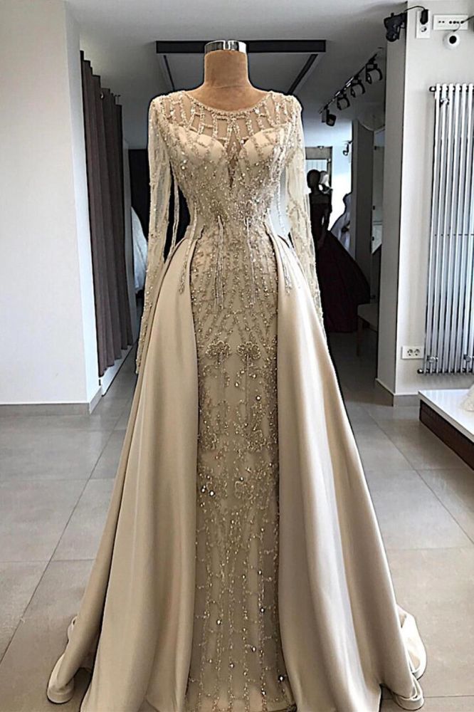 Venues: Beach / Destination, Church, Garden / Outdoor, Hall Back Details: Zipper Season: Spring, Summer,... Crystal Prom Dress, Baju Kahwin, 2021 Prom Dresses, Champagne Prom Dress, Detachable Skirt, Long Sleeve Prom, Dress Classy, Beaded Prom Dress, Evening Dress Fashion