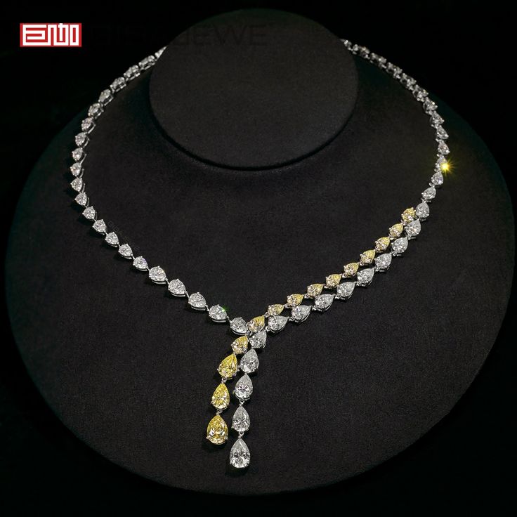 Brand:GIGAJEWE® Product Name:GIGAJEWE Total 44.1ct  silver plated Gold Necklace Natural Yellow and  Pear cut Moissanite Necklace ,silver Necklace Main Stone Material:Moissainte Stone  item:Natural yellow moissanite necklace one piece Shape:pear cut  Color: Natural yellow Color and white D color Natural yellow stone:4*6mm 5*7mm 6*9mm 7*10mm white stone:33ct Total:44.1ct Customization:Can select different kinds of gemstone for customization Luxury Sterling Silver Drop Necklace For Formal Events, Luxury Sterling Silver Drop Necklace For Formal Occasions, Luxury Silver Drop Necklace For Gift, Luxury Sterling Silver Drop Diamond Necklace, Luxury Silver Drop Necklace For Anniversary, Luxury Crystal Drop Necklaces, Silver Diamond Necklace With Jewels For Anniversary, Dazzling Silver Drop Necklace With Brilliant Cut, Silver Drop Necklace With Brilliant Cut