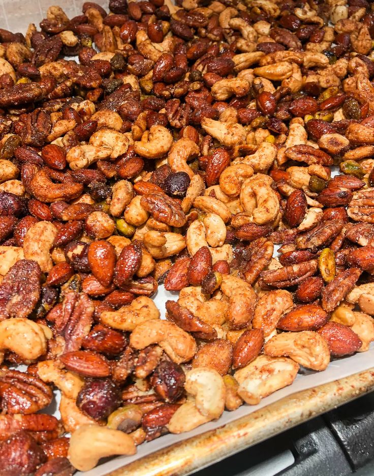 nuts are piled on top of each other