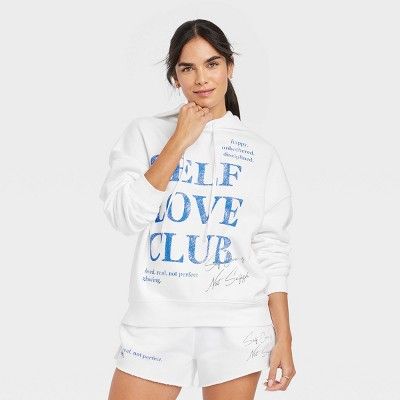 Women's Self Love Club Graphic Sweatshirt - White Xxl : Target Self Love Club, Love Club, Club Sweatshirts, Cute Sets, Pink Sweatshirt, Crop Sweatshirt, Oversized Sweatshirt, White Hoodie, White Sweatshirt