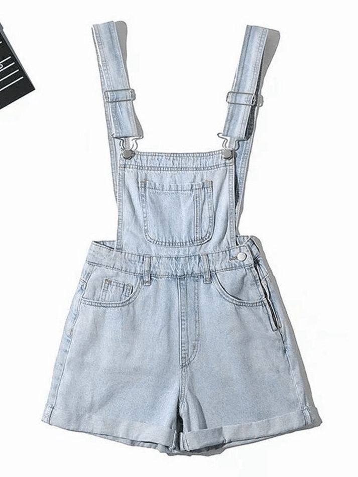 ⚡️Buy Cuffed High Waist Denim Overall Shorts Blue L under $48.00 in Shorts Online. Style: Casual, Street. Color: Black/Navy Blue/Blue. Main Material: Cotton Blend. Fit Type: Regular. Design: Functional Pockets, High Rise Waistline, Adjustable Shoulder Straps. ✓Free Shipping on all orders over US$69. Denim Overall Shorts, T Shirt Branca, Denim Overalls Shorts, Vest Blouse, Black Playsuit, Denim Outerwear, High Waist Denim, Denim Overalls, Floral Dress Summer