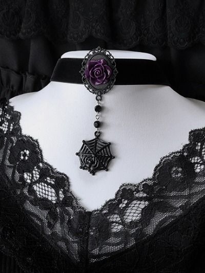 Black Gothic Dark Rose Spider Web Velvet Pendant Choker Dark Rose, Gothic Accessories, Pendant Choker, You Are Perfect, Spider Web, Choker, Slip On, Women Wear, Velvet