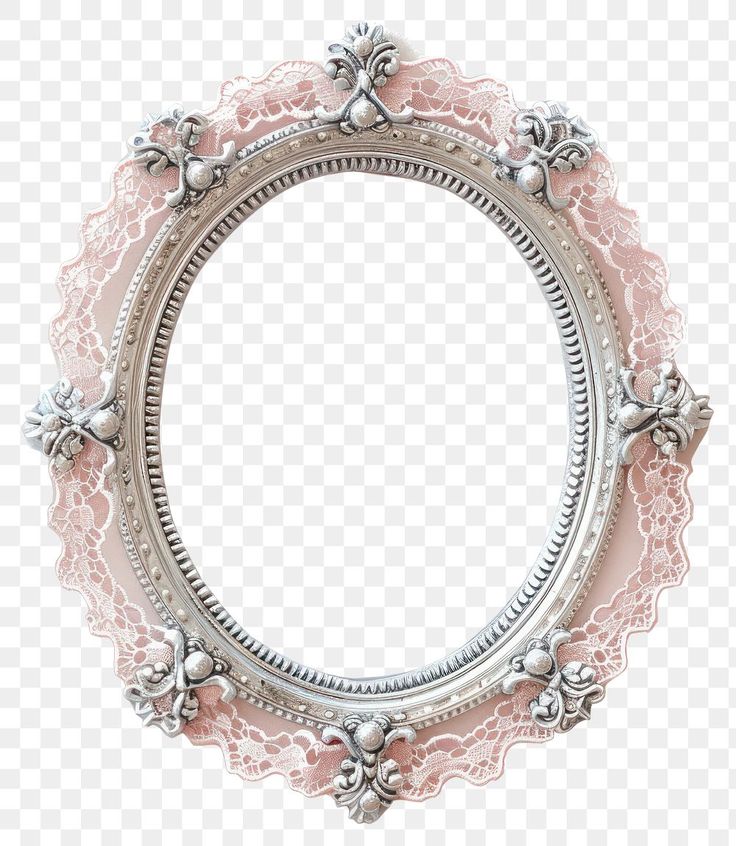 an ornate silver frame with pink lace on the edges, hd png downloading