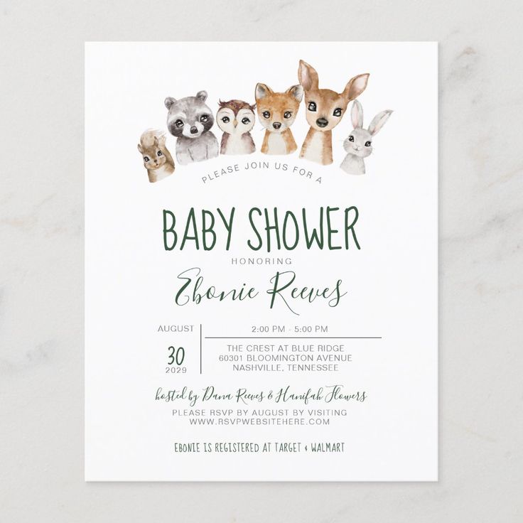 a baby shower with animals on it