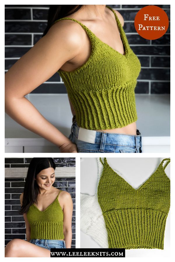 a woman wearing a green knitted tank top