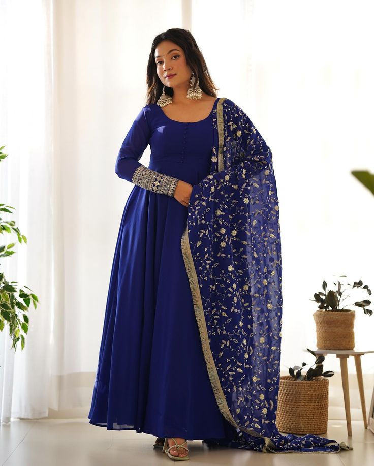 Comment “Link” To Get Details In DM 💙 Royal Blue Pure Soft Fox Georgette Anarkali Suit Set With Huge Flair, Dupatta & Pant Search “KB 241” On Our Website To Shop 👗 Hurry, Book Fast To Make This Festival Season Unforgettable ✨ Shop Now From www.BahuPalace.com Link In Bio DM/WhatsApp Us At +91 9409911700 💖 Take Screenshot & Send Us To WhatsApp For More Details! Which One You Want To Buy/Inquiry? 🙈 100% Quality Assured Premium Product With Pocket Friendly Price | Free Express Shipping | Cas... Flair Sleeves, Georgette Anarkali Suits, Blue Anarkali, Readymade Salwar Kameez, Georgette Anarkali, Designer Anarkali Suits, Cotton Wedding, Anarkali Kurti, Designer Anarkali