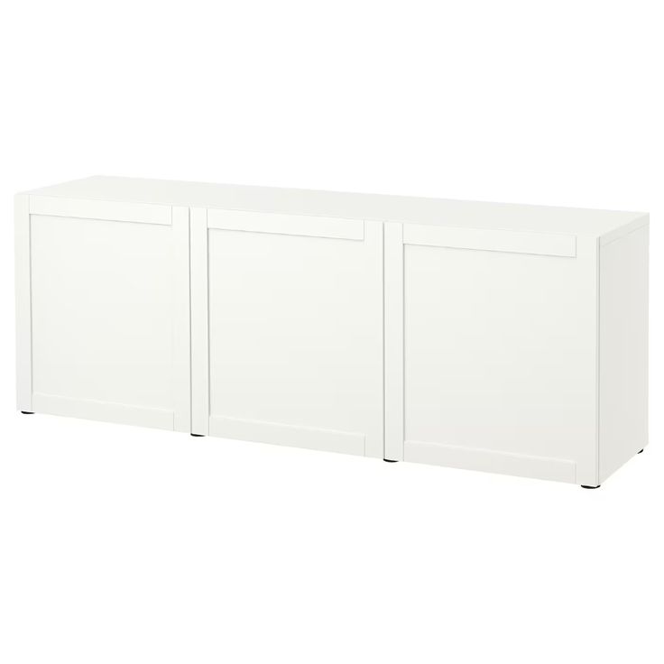 a white cabinet with three doors on each side