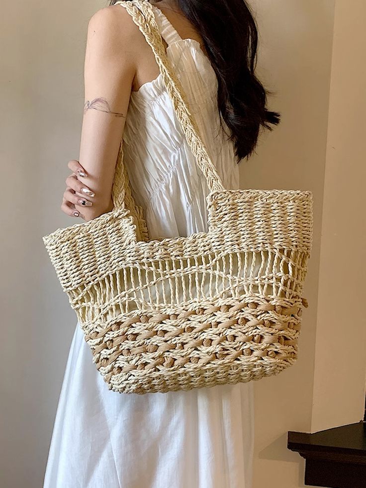 In Stock Fast Shipping From Los Angeles This tote bag will have you feelin' like a jetsetter! The Elena Handbags Straw Woven Tote Bag is a timeless piece to add a touch of elegance to your everyday style. Featuring a simple straw woven design, the bag is versatile enough to carry your everyday essentials, no matter the 'occasion(al situation)! Zipper closure Inner pocket Size: 11"H x 16"W x 5.5"D 12" Handle drop Designer Style ID: 8518 Straw Woven Tote Bag, Retro Vibes, Summer Bag, Everyday Shou Beige Beach Season Shopping Bag, Chic Large Capacity Natural Color Bags, Chic Large Capacity Natural Bag, Cream Bags For Shopping In Beach Season, Chic Natural Large Capacity Bags, Trendy Cream Tote Beach Bag, Trendy Natural Bag With Top Carry Handle, Trendy Cream Shoulder Beach Bag, Chic Large Capacity Bag For Beach Season