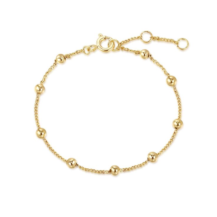 Micro Bead & Chain Bracelet - eklexic Classic Adjustable Yellow Gold Charm Bracelet, Delicate Chain Bracelet In Yellow Gold, Fine Jewelry Yellow Gold Delicate Chain Bracelet, Classic Formal Bracelets With Delicate Chain, Classic Formal Bracelet With Delicate Chain, Yellow Gold Delicate Chain Bracelet, Classic Delicate Chain Bracelet For Formal Occasions, Classic Adjustable Bracelet With Delicate Chain, Classic Bracelet With Delicate Chain