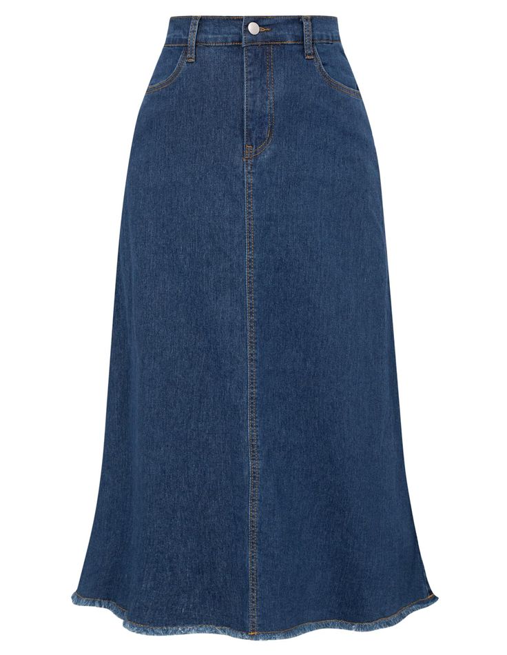 PRICES MAY VARY. High Quality Fabric - This long denim jean skirt made of lightweight fabric, breathable and not see through, not easy to deform, and keep elastic. Lightweight Jean Skirt - The calssic denim jean skirts feature with high waist design, elastic back waistline, flare aline skirt, frayed raw hem design, maxi long skirt, two side versatile pockets. Elastic High Waist Skirts - Blue jean skirt for women with your favorite t-shirts for a casual chic vibe. Pair with blouses and blazers fo 70s Jean Skirt, Jean Skirt Maxi, Denim Skirts Long, Midsize Skirt, Cute Long Skirts, Jean Long Skirt, Demi Skirt, Long Jean Skirts, Winter Maxi Skirt