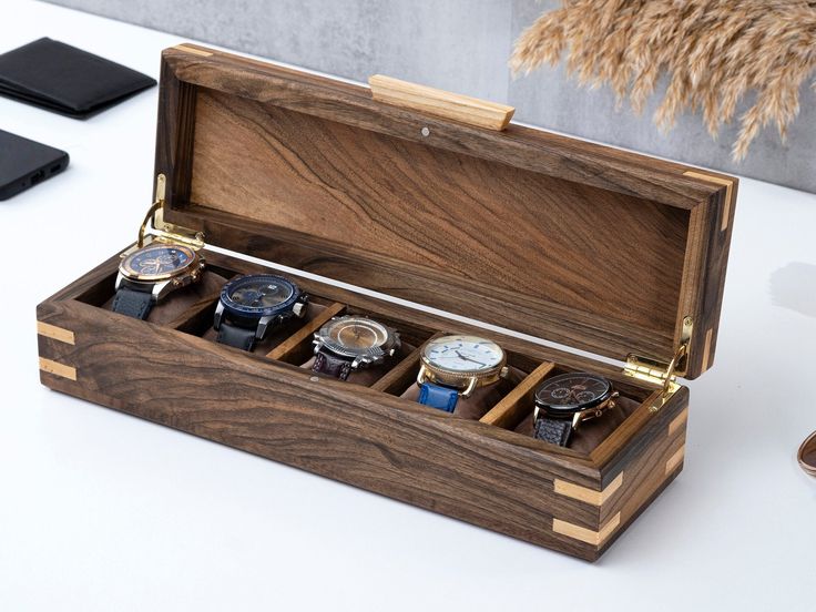 Personalized Watch Box, Luxury Watch Box, Watch Box For Men, Wood Watch Box, Personalized Watch, Wooden Watch Box, Wood Hinges, Watch Display Case, Mens Watch Box