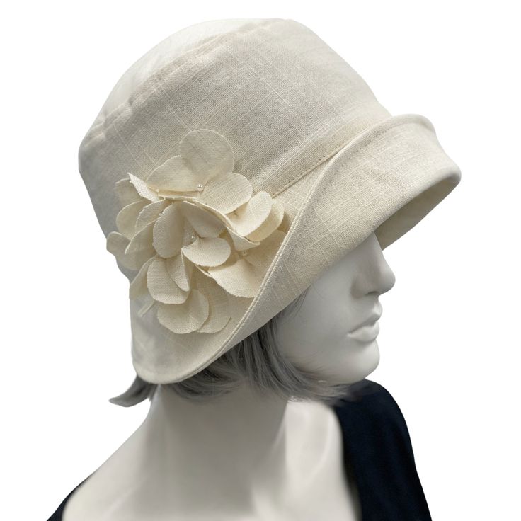 "HANDMADE IN THE USA A perfect Spring and Summer Hat! So unique and special. Handmade in the USA with love, care and attention to detail. The Eleanor Cloche, straight from the roaring 1920's and 30's. Reminiscent of the hats worn on Downton Abbey by the wonderful Flapper ladies. Take this lovely creation through spring into summer and protect yourself from the sun. This elegant hat has so many uses. Effortlessly takes you to garden parties, the races, weddings, or just a walk along the beach! Pr Roaring 1920s, Bespoke Hats, Cloche Hats, Horse Races, Afternoon Wedding, Wedding Hat, Elegant Hats, Cloche Hat, Handmade Hat