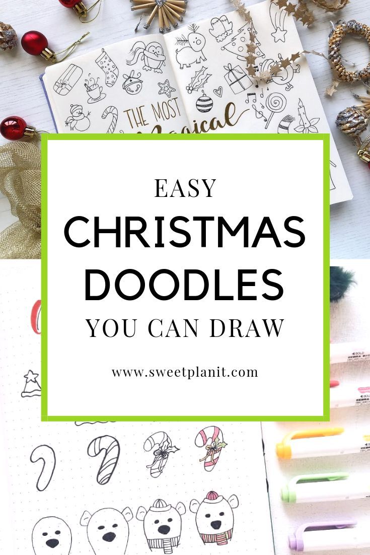 christmas doodles with the title easy christmas doodles you can draw on top of them