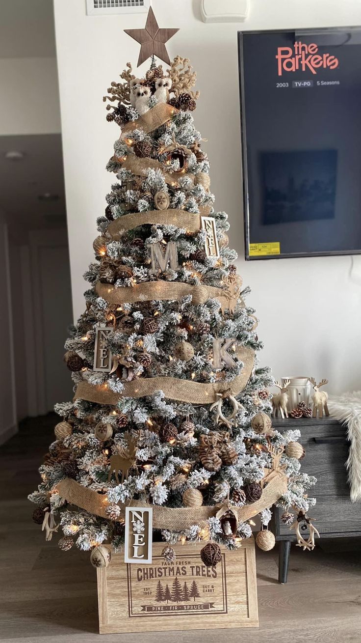 a decorated christmas tree in a living room