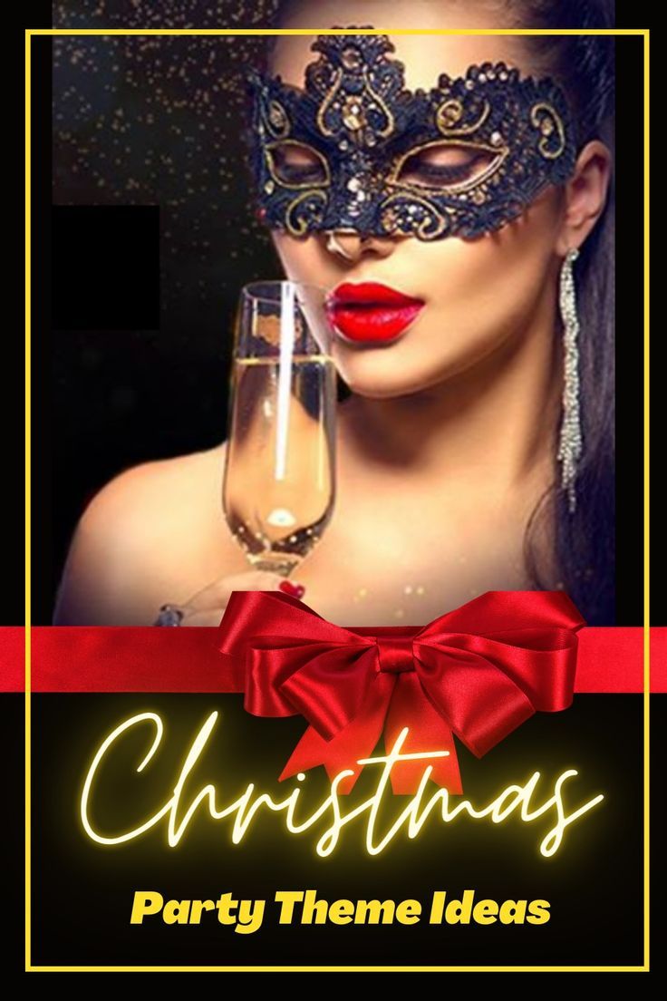 Beautiful lady wearing black masquerade mask, sipping champagne. Christmas Party Theme Ideas, Christmas Masquerade Party, Christmas Karaoke, Christmas Movie Marathon, Christmas Masquerade, Christmas Party Theme, Party Theme Ideas, Holiday Party Themes, Budget Party