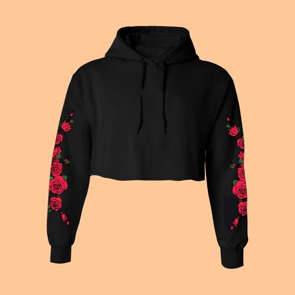 Rosette Top, Grunge Tops, Crop Sweatshirt Hoodie, Rose Soft, Crop Top Jacket, Embroidered Crop Tops, Trendy Hoodies, Embroidery Hoodie, Hoodie Jumper