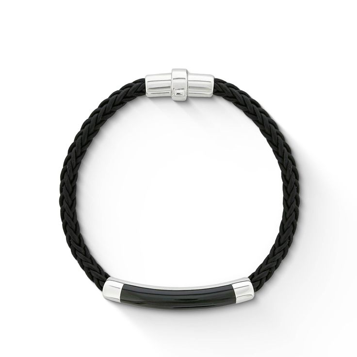 770587 - Sterling Silver - Effy Cord Bracelet Modern Black Enamel Bangle Bracelet, Adjustable Black Enamel Modern Bracelets, Modern Adjustable Black Enamel Bracelets, Modern Adjustable Black Sterling Silver Bracelet, Luxury Adjustable Black Enamel Bracelets, Luxury Black Bracelets For Everyday, Classic Black Enamel Bangle Bracelet, Classic Black Sterling Silver Jubilee Bracelet, Luxury Onyx Bracelets For Formal Occasions