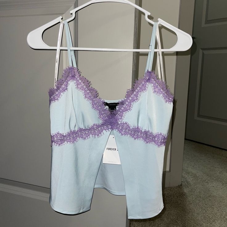 Size S Purple Cropped Tank Top For Spring, Cropped Purple Tank Top For Spring, Purple Crop Top For Spring Night Out, Purple Crop Top Tank For Spring, Forever 21 Purple Tops For Spring, Forever 21 Purple Spring Top, Lavender Top For Night Out In Spring, Purple Tank Top, Purple Tank