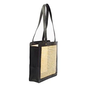 Rattan And Leather Tote Bag | Genuine Handcrafted Leather – The Artisan & Company Leopard Clutch, Shoulder Strap Bag, Rattan Bag, Boho Bags, The Bag, Handcrafted Leather, Market Bag, Leather Tote Bag, Leather Top