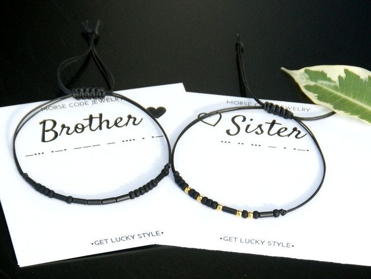 Brother Sister bracelet-Morse code bracelet-gift from sister -gift from brother-brother gift-Brother sister gift-matching bracelet This listing is for two bracelets that wrapped on the cards. These bracelets are made of black miyuki seed beads,black plated tube beads,sterling silver /14 k gold filled /rose round beads with adjustable black ripcord. Black beads represent the morse code and gold,silver or rose beads represent spaces between letters. It is simple but elegant. Wear yours alone or wi Brother Sister Bracelet, Birthday Gift For Brother, Secret Message Jewelry, Bracelet Morse Code, Bracelet Morse, Brother Sister Gifts, Lost Daughter, Code Bracelets, Christmas Gifts For Brother