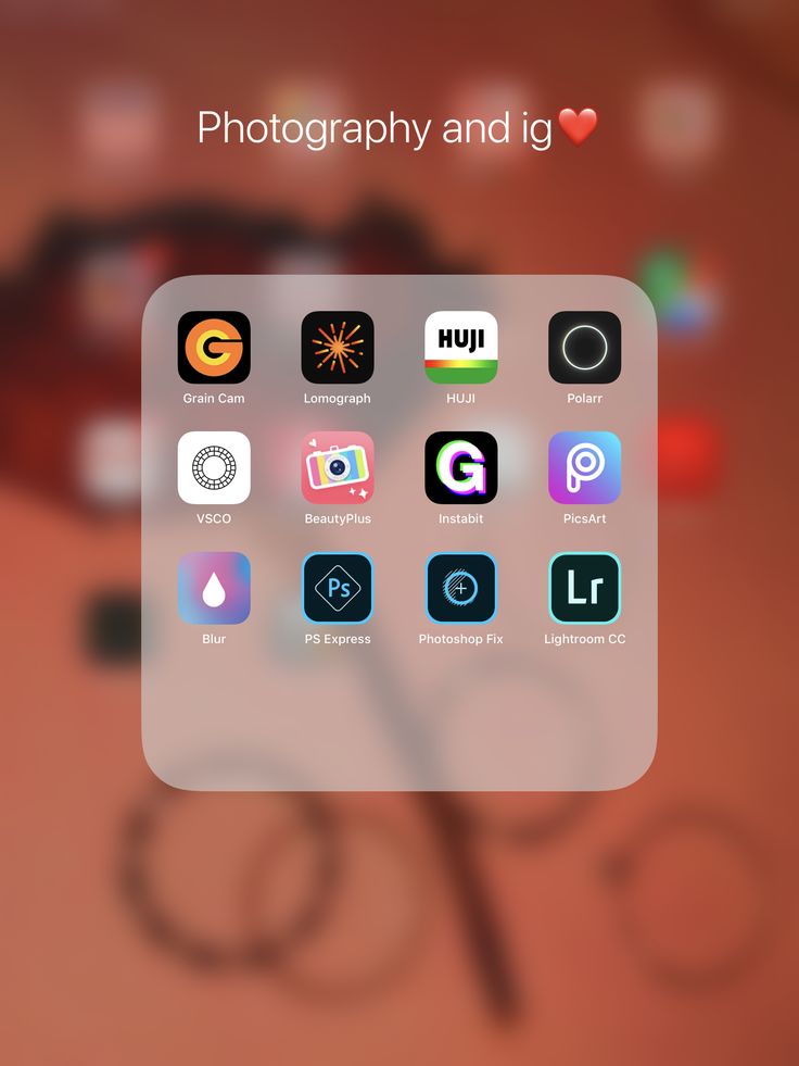 an iphone screen showing the icons for photography and ig's homepages