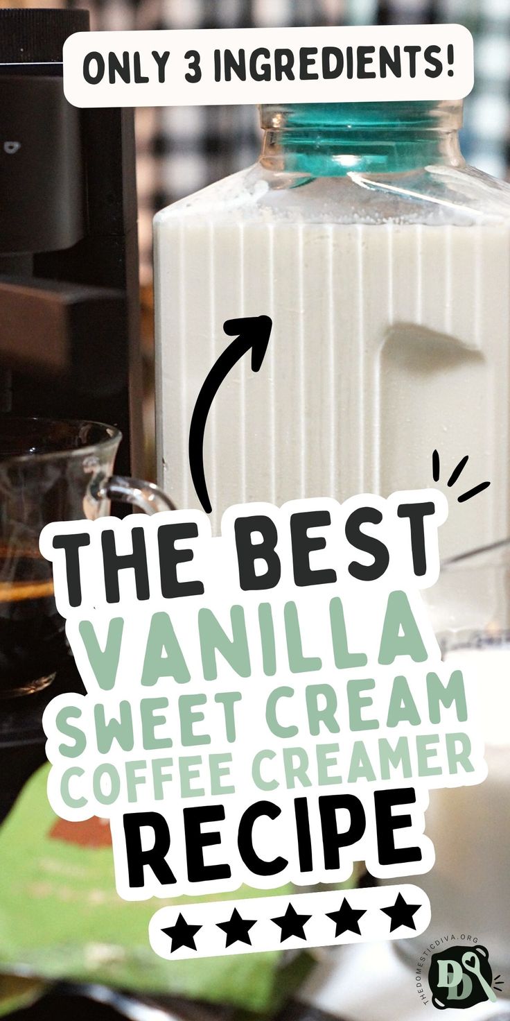 The Best Vanilla Sweet Cream Coffee Creamer Recipe using Sweetened Condensed Milk for Homemade Fall Drinks Healthy Vanilla Creamer For Coffee, Vanilla Caramel Coffee Creamer, Coffee Creamer With Sweetened Condensed Milk, How To Make Vanilla Sweet Cream, Make Coffee Creamer At Home, Sweetened Condensed Coconut Milk Coffee Creamer, Homemade Natural Coffee Creamer, Soy Milk Coffee Creamer, Diy Coffee Creamer Without Sweetened Condensed Milk