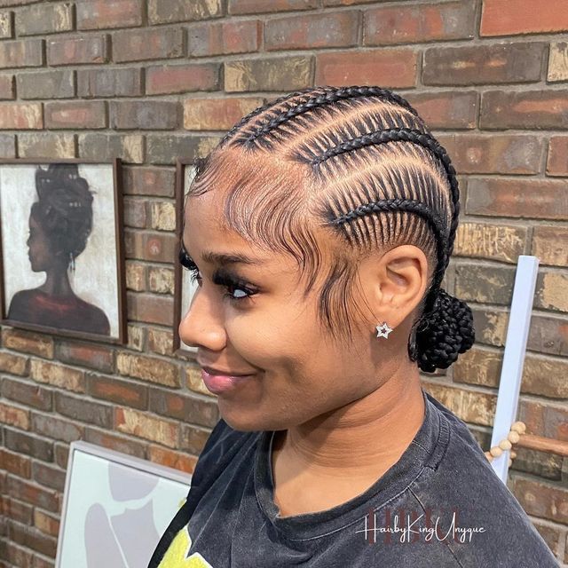 Stitch Braids Cornrows Natural Hair, Five Stitch Braids, 6 Braids Cornrows, 6 Freestyle Stitch Braids, Stitch Braids Straight Back, Six Stitch Braids, Red Stitch Braids, 6 Stitch Braids With Design, Braided Hairstyles For Black Women Quick