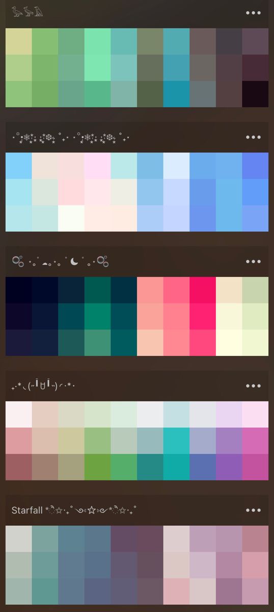 the color palettes are all different colors, but there is no image to describe