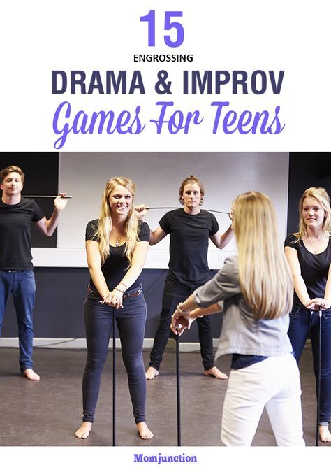 a group of women standing around each other in front of a white board with the words drama and improv games for teens