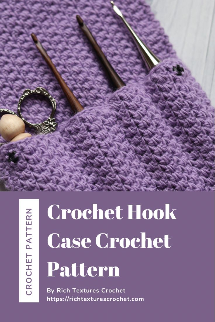 Purple Crochet Hook Case Crochet Pattern Crocheted Crochet Hook Holder, 25 Mm Crochet Hook Patterns, 5mm Crochet Hook Patterns Free, Crochet Hook Pouch Free Pattern, Hook Case Crochet Pattern, Diy Crochet Hook Case, Crochet Hook Case Free Pattern, Crochet Hooks Case, Hook Case Crochet