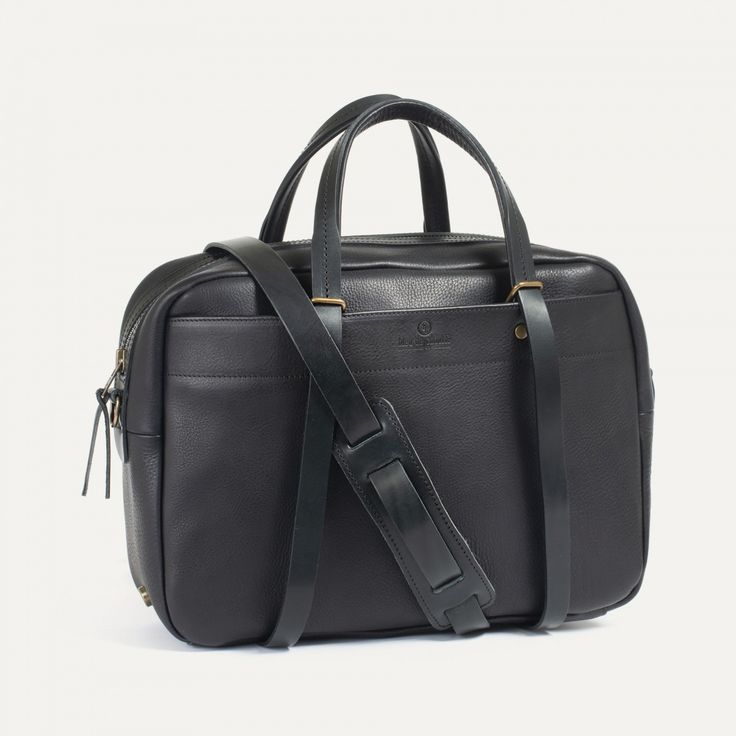 Report Business bag - Black -Men's Leather bag - Leather Laptop bag for Men - Made in France Rectangular Satchel With Luggage Sleeve For On-the-go, Classic Square Satchel For On-the-go, Modern Satchel Briefcase For On-the-go, Classic Bags With Detachable Strap For On-the-go, Rectangular Briefcase With Top Carry Handle For On-the-go, Black Shoulder Bag With Top Carry Handle For On-the-go, Black Square Satchel For On-the-go, Black Rectangular Backpack With Luggage Sleeve, Classic Business Box Bag With Adjustable Strap