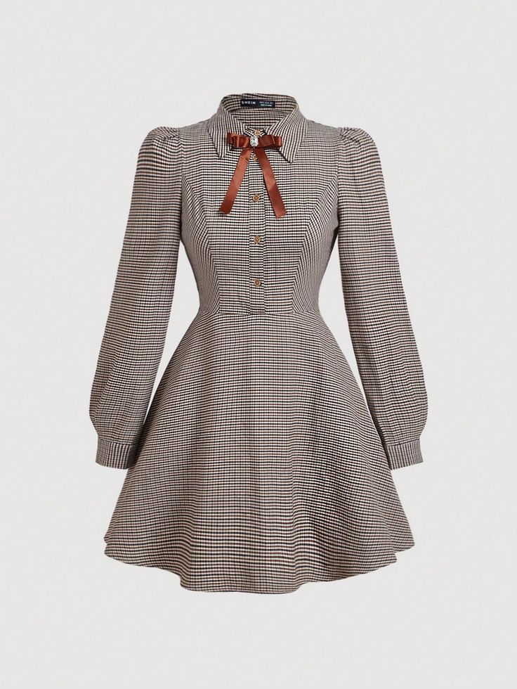 SHEIN MOD Women Brown Plaid Bow Shirt Dress, Long Sleeve Dresses,Fall/Winter Dress,Halloween,Homecoming ,Dark Academia,Brunch,Frenchies,Party,Elegant,Vintage,90s Outfit,Cottage Core,Korean Fashion,Cruise Women Outfits,Renaissance Fair,Old Money,Cute Dresses,Semi Formal Dress,Office Wear Women Dresses,Teacher DressesI discovered amazing products on SHEIN.com, come check them out! Formal Dress Office, Vintage 90s Outfit, Ca Rô, Shirt Dress Fall, Fall Winter Dress, Long Sleeve Dresses Fall, Teacher Dresses, Christmas Outfits Women, Dress Office