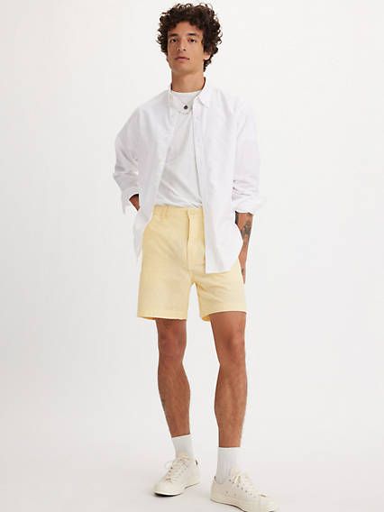 Our XX Chino Authentic Shorts are a symbol of summer sartorial tradition. Relaxed, ultra-versatile and supremely soft;these shorts live up to their name. And where comfort is concerned, these are it. A roomy, relaxed fit Two front pockets for a classic style Cut with a mid-length silhouette Features a hidden zip-secure pouch in the right pocket With a 6-inch inseam Crafted with light and airy seersucker fabric Classic White Bermuda Shorts For Summer, Classic Bottoms With Short Inseam For Summer, Classic Summer Bermuda Shorts, Classic Summer Bottoms With Short Inseam, Classic Relaxed Fit Bermuda Shorts For Summer, Classic Bermuda Shorts With Short Inseam For Summer, Classic Cotton Bermuda Shorts For Summer, Classic High-waisted Bermuda Shorts For Summer, Levi's Cotton Bottoms For Summer