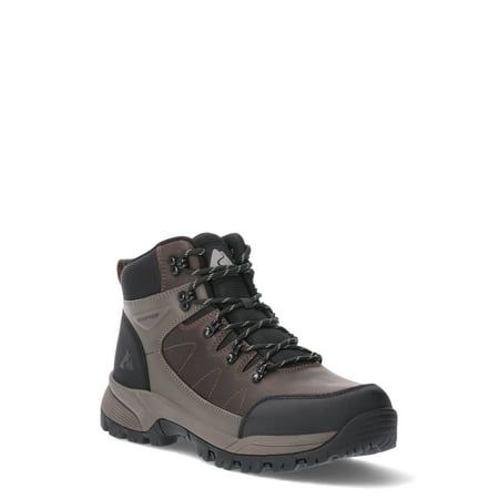 Hit the trails with these Meadows Hiking Boots from Ozark Trail. Comfort meets durability with a breathable mesh lining and high-traction outsole to help keep you stable as you get your steps in outdoors. These mens boots feature a waterproof design so you can take on tougher trails and puddles that come your way. A molded midsole adds more softness that surrounds your foot in every step. Only at Walmart. Size: 11.  Color: Brown.  Gender: male.  Age Group: adult. Rugged Slip-resistant Walking Shoes For Outdoor, Slip-resistant Lace-up Hiking Boots For Adventure, Rugged Shock Resistant Work Boots, Rugged High-top Waterproof Boots With Shock Resistance, Rugged High-top Waterproof Boots Shock Resistant, Rugged High-top Waterproof Shock Resistant Boots, Rugged Shock Resistant Outdoor Boots, Shock Resistant Rugged Outdoor Boots, Functional Impact Resistant Outdoor Work Boots