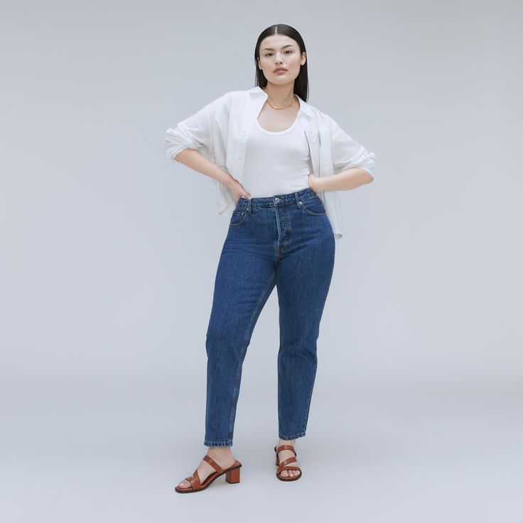 Straight Dark Jeans, Classic Capsule Wardrobe, Slim Leg Jeans, Everlane Jeans, Japanese Denim, Jeans Material, Best Jeans, High Jeans, 90s Fashion