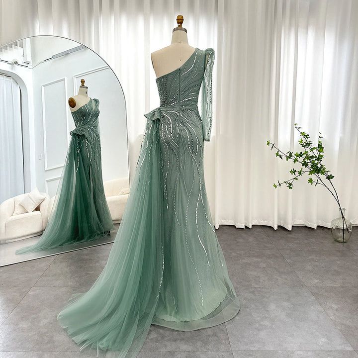 Elegant Gold Mermaid Arabic Luxury Evening Dress – DreamyVow Dresses With Overskirt, Evening Dresses Short Parties, Orange Evening Dresses, Green Evening Dresses, Dubai Dress, Yellow Evening Dresses, Silver Evening Dress, Purple Evening Dress, Green Evening Dress