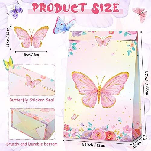 an image of a pink butterfly gift bag with butterflies on the front and back side