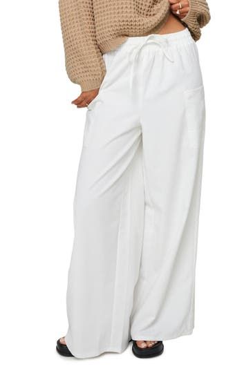 Cotton and linen add airy ease to slouchy wide-leg cargo pants topped with a comfortable elastic-drawstring waist. 70% cotton, 30% linen Machine wash, line dry Imported Linen Cargo Pants, Princess Polly, Bottoms Pants, Cotton Linen, Cargo Pants, Womens Bottoms, Top Brands, Wide Leg, Nordstrom